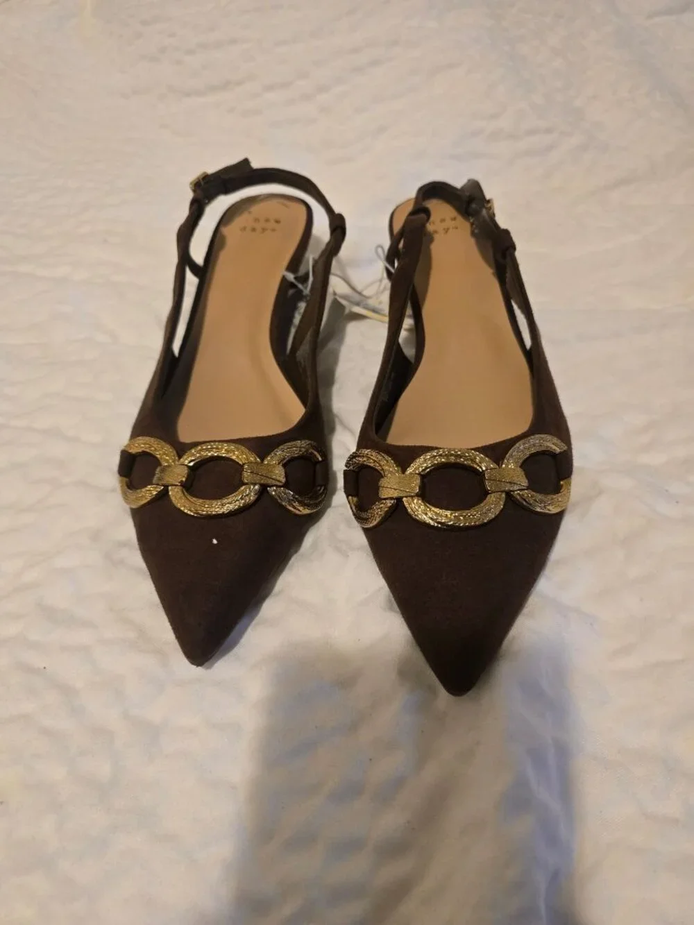 Women's Tabitha Oversized Chain Sling Back Heels with Memory Foam Insole - a New - Picture 2 of 6